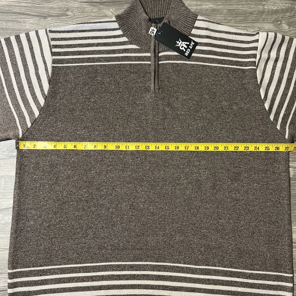 Red Ape 1/4 Zip Pullover Brown/Beige Striped‎ Sweater Size 4X, NWT - Picture 5 of 8